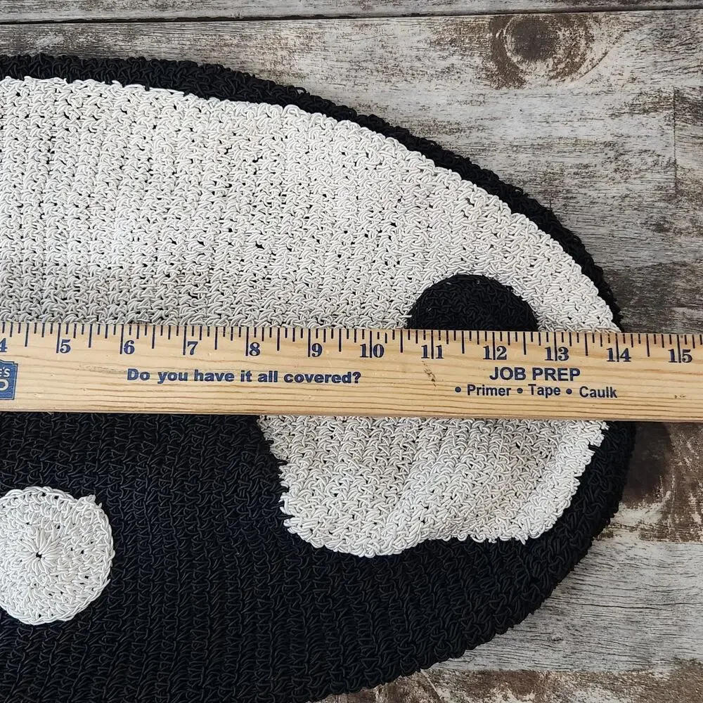 Y2K 90’s Yin Yang Woven Purse Bag Crossbody Crochet Black White Statement Hobo